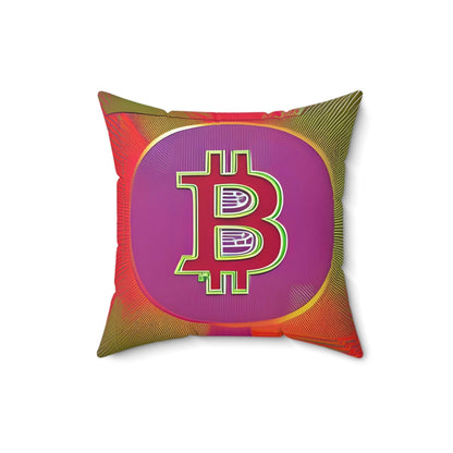 Bitcoin Red Square Throw Pillow Home Decor JSCHAFFA.com