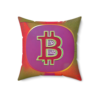 Bitcoin Red Square Throw Pillow Home Decor JSCHAFFA.com