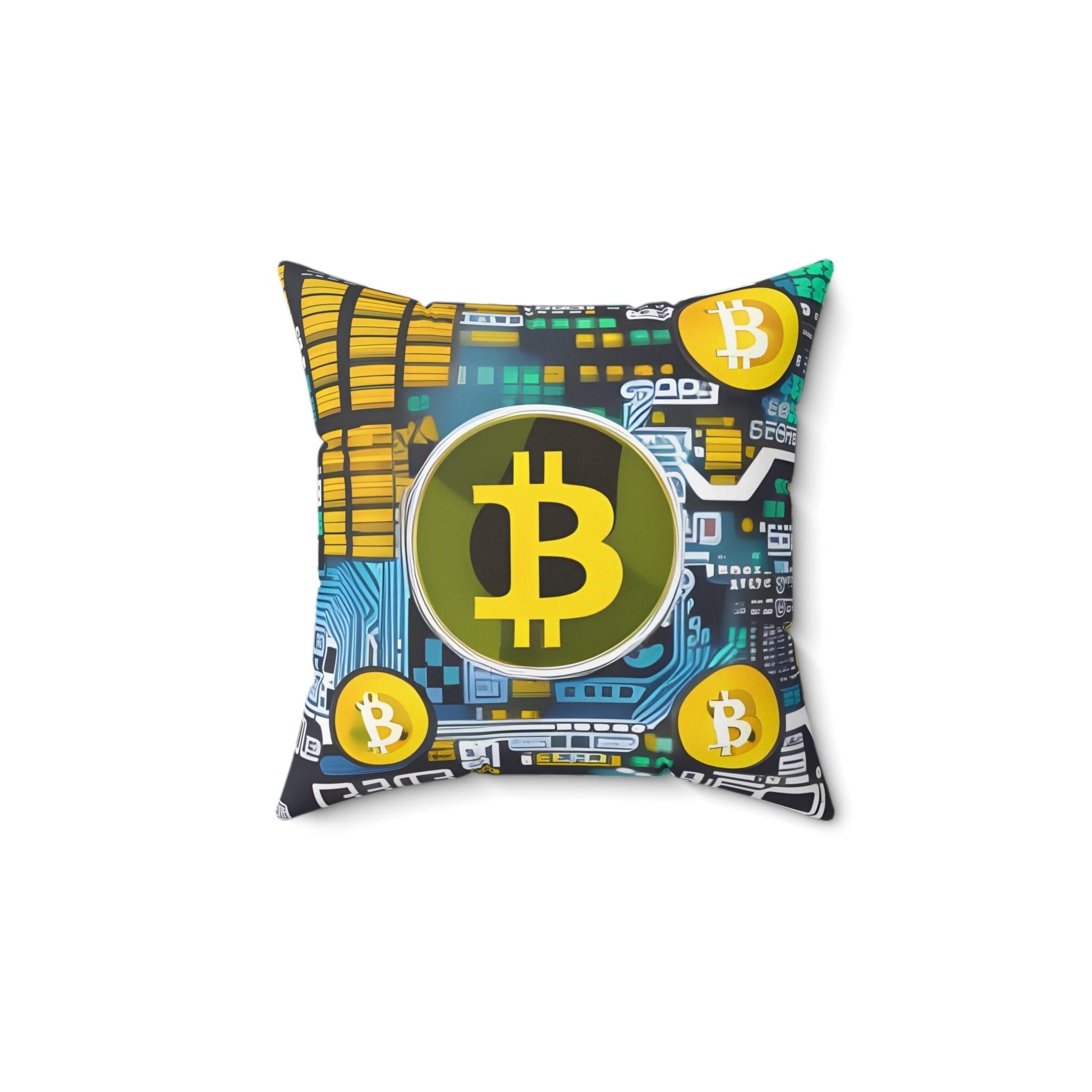 Bitcoin Yellow Square Throw Pillow Home Decor JSCHAFFA.com