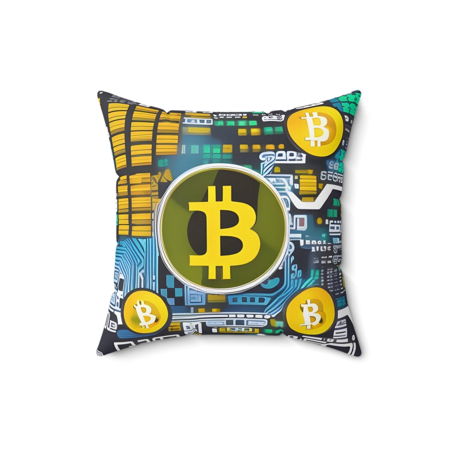 Bitcoin Yellow Square Throw Pillow Home Decor JSCHAFFA.com