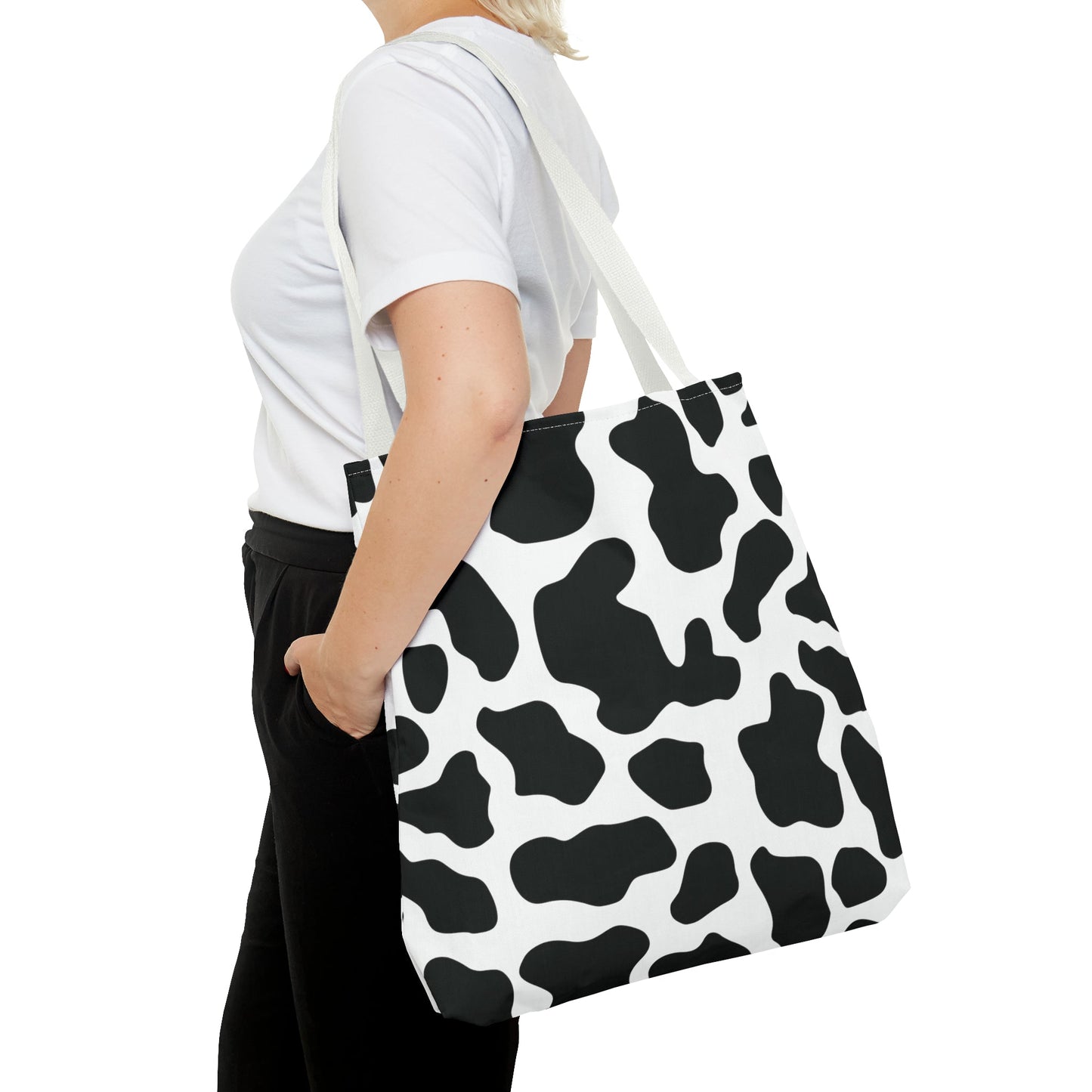 Black and White Cow Print Tote Bag Eco-Friendly Cotton Canvas Tote Bags JSCHAFFA.com