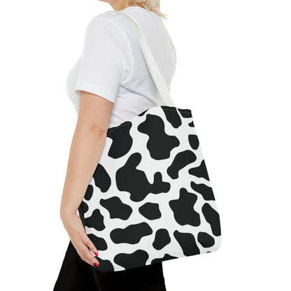 Black and White Cow Print Tote Bag Eco-Friendly Cotton Canvas Tote Bags JSCHAFFA.com