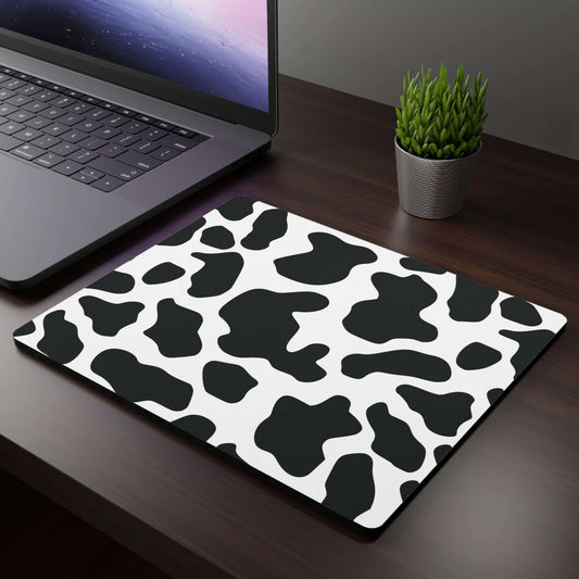 Black Cow Print Mouse Pad Rectangular Home Decor JSCHAFFA.com