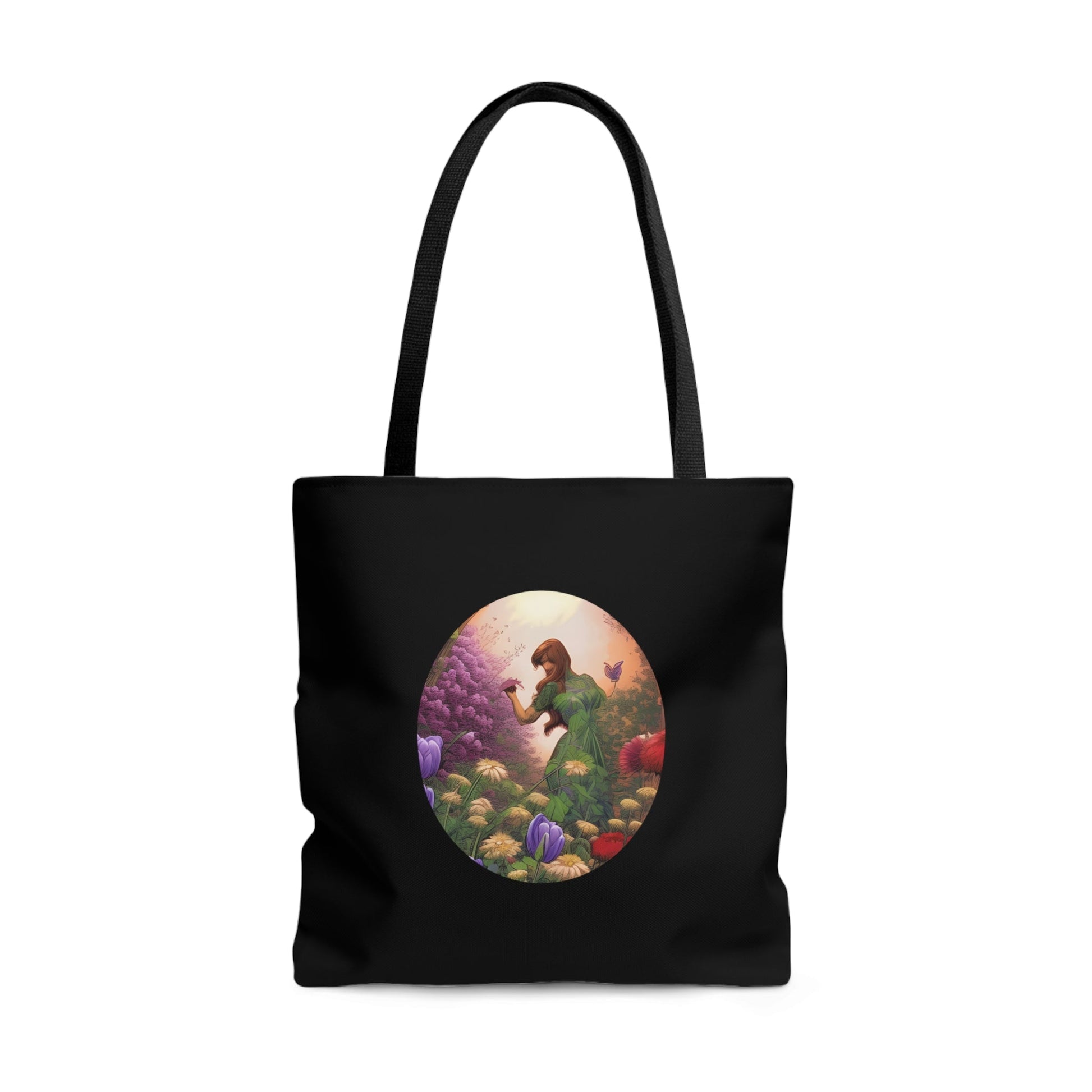 Black Flower Garden Tote Bag Bags JSCHAFFA.com