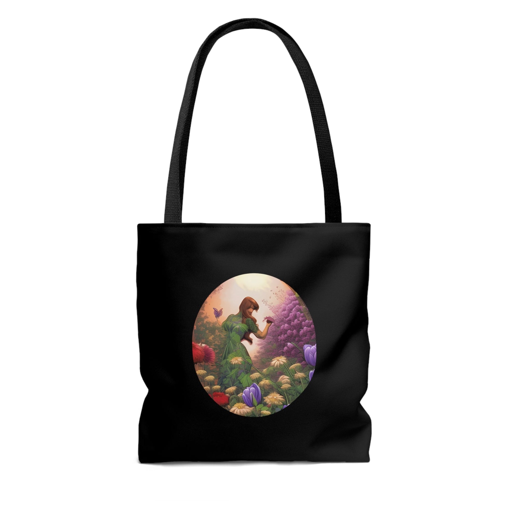 Black Flower Garden Tote Bag Bags JSCHAFFA.com