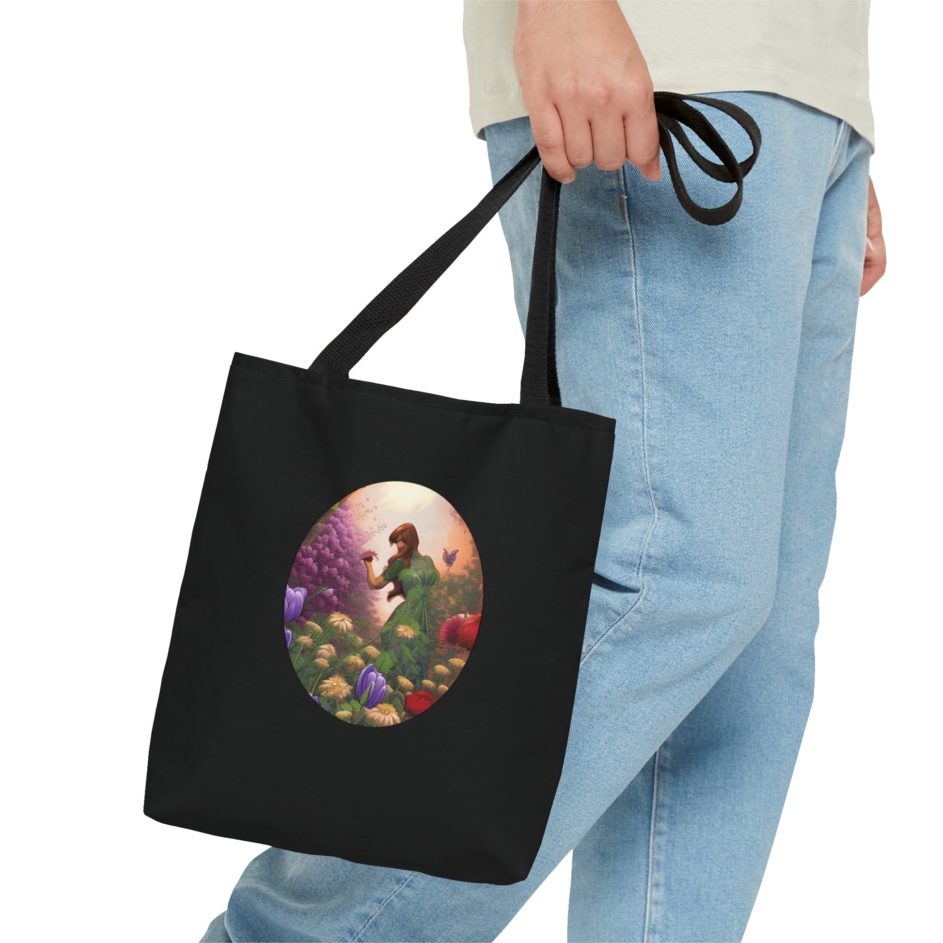 Black Flower Garden Tote Bag Bags JSCHAFFA.com