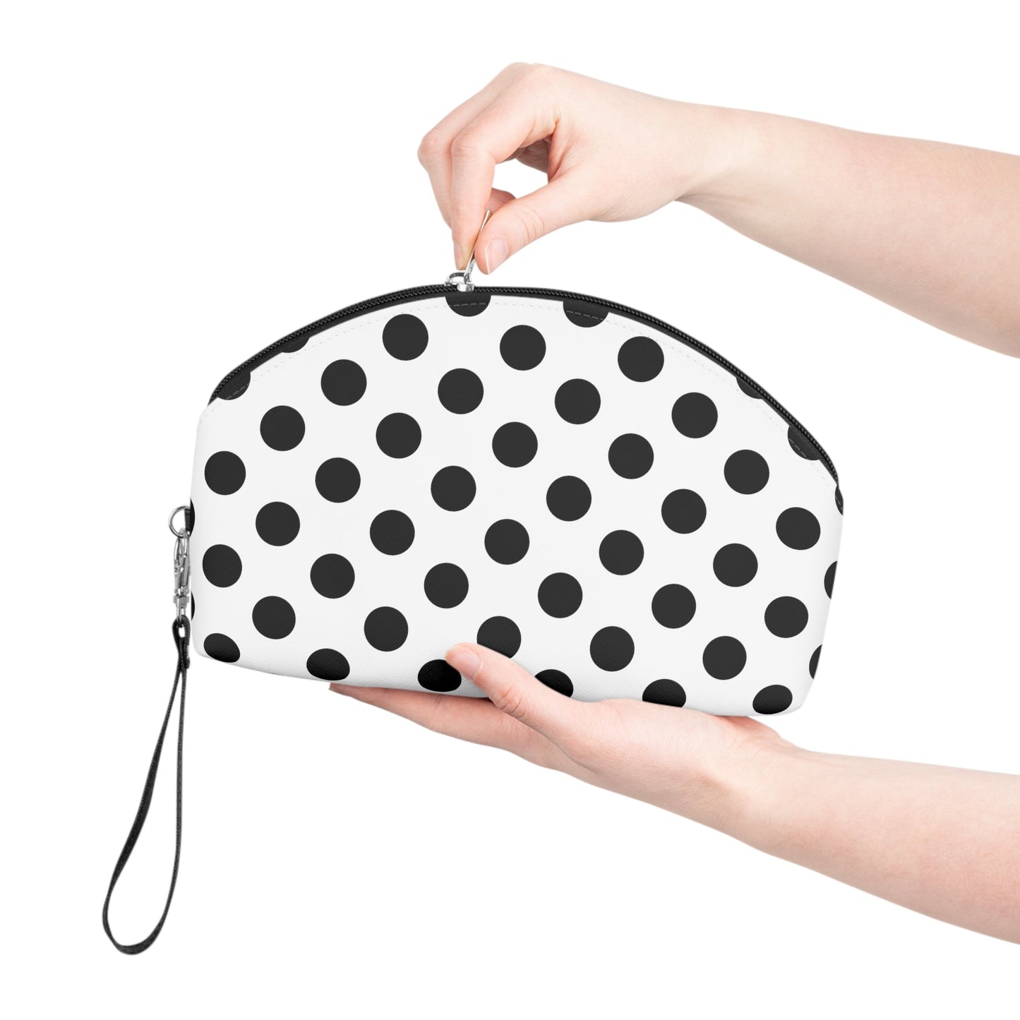 Black Polka dot Makeup Bag Bags JSCHAFFA.com