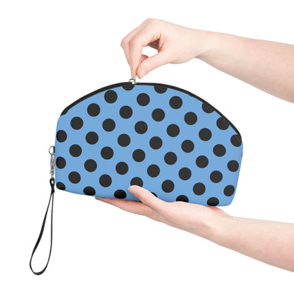 Blue Black Polkadot Makeup Carry Bag Travel Makeup Bag JSCHAFFA.com