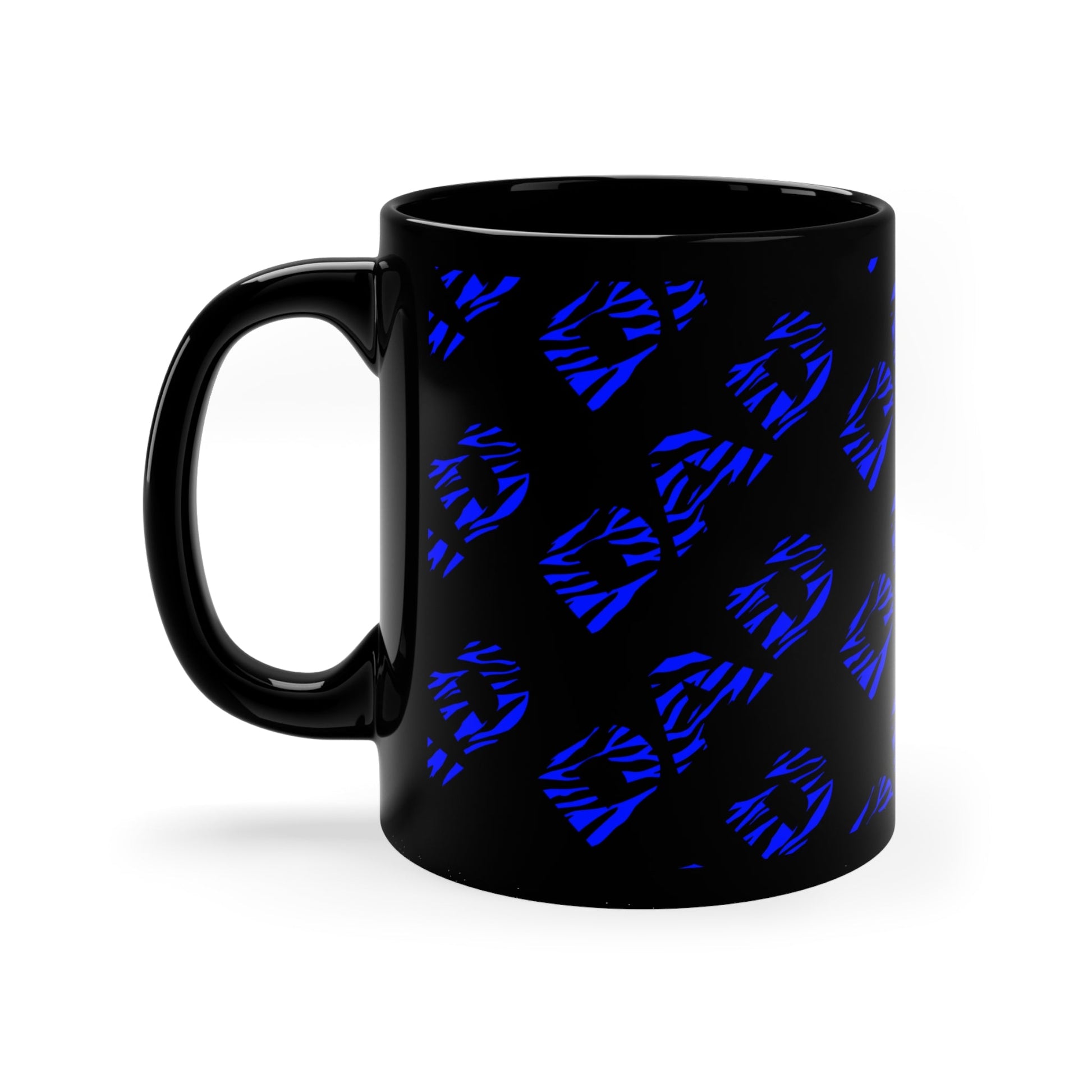 Blue Dad Tiger Print Black Coffee Mug Mug JSCHAFFA.com