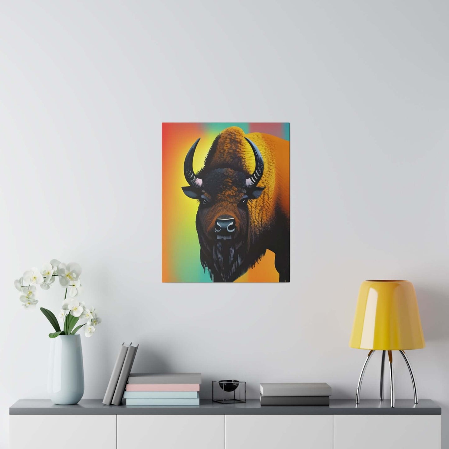 Colourful Buffalo Canvas Wall Art - Bold Premium Wall Decor Canvas JSCHAFFA.com