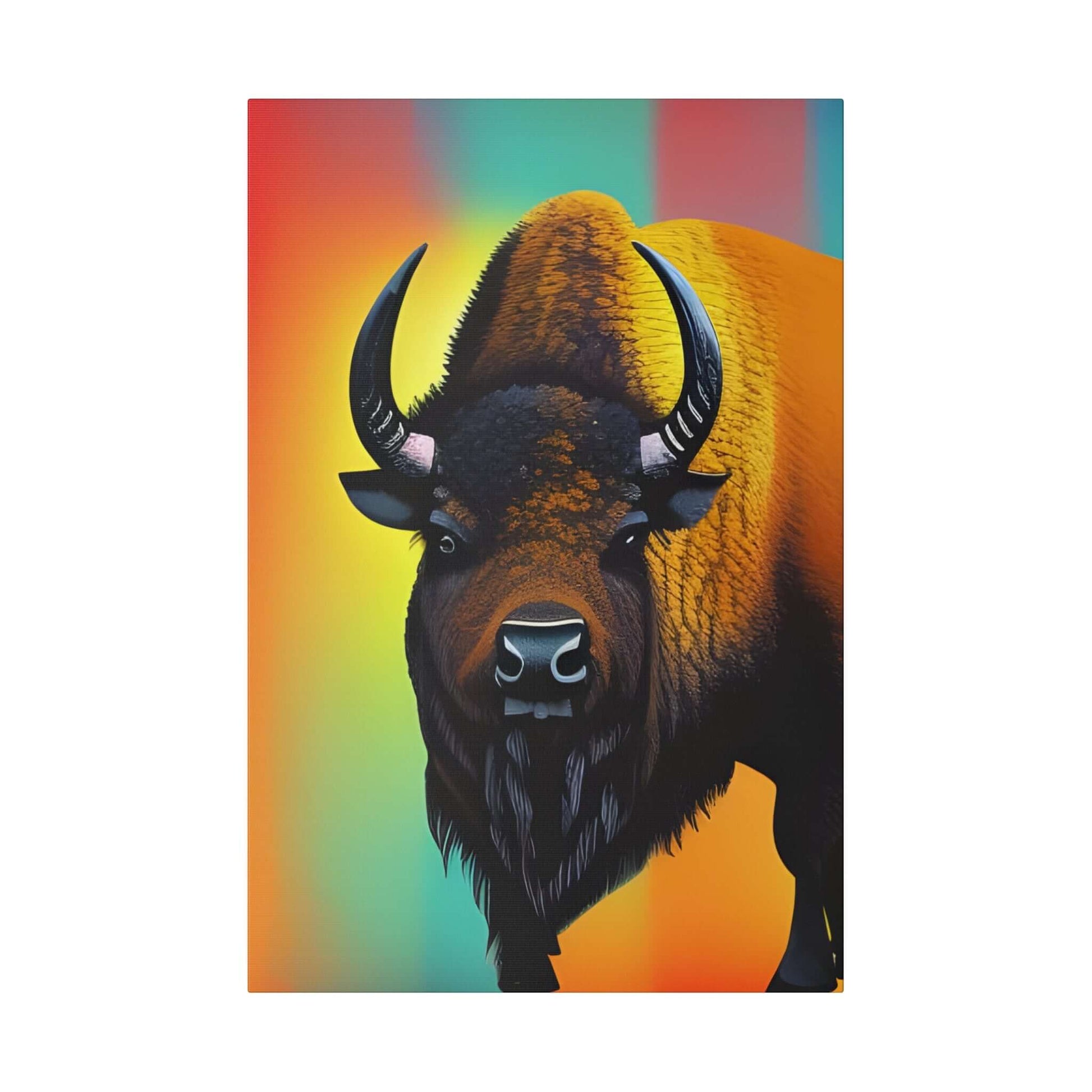 Colourful Buffalo Canvas Wall Art - Bold Premium Wall Decor Canvas JSCHAFFA.com