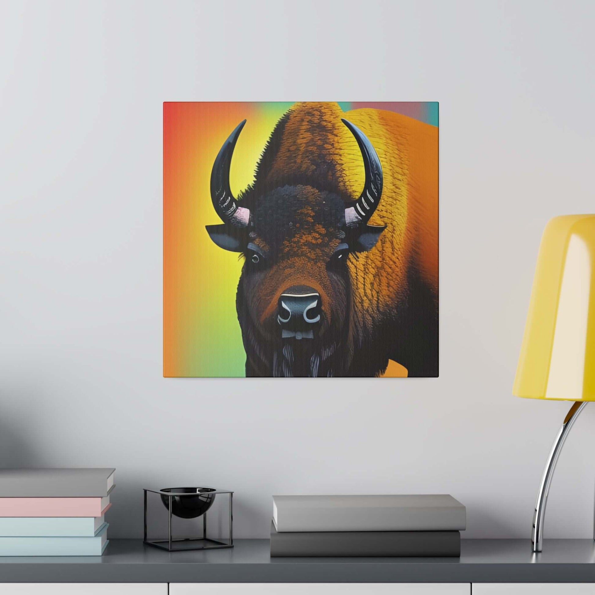 Colourful Buffalo Canvas Wall Art - Bold Premium Wall Decor Canvas JSCHAFFA.com