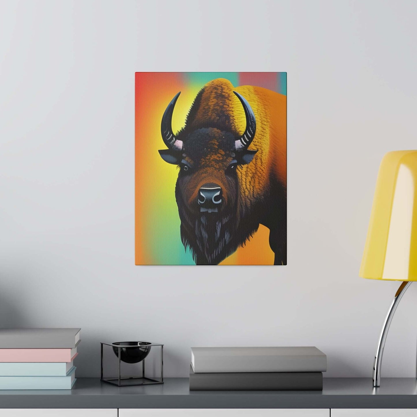 Colourful Buffalo Canvas Wall Art - Bold Premium Wall Decor Canvas JSCHAFFA.com