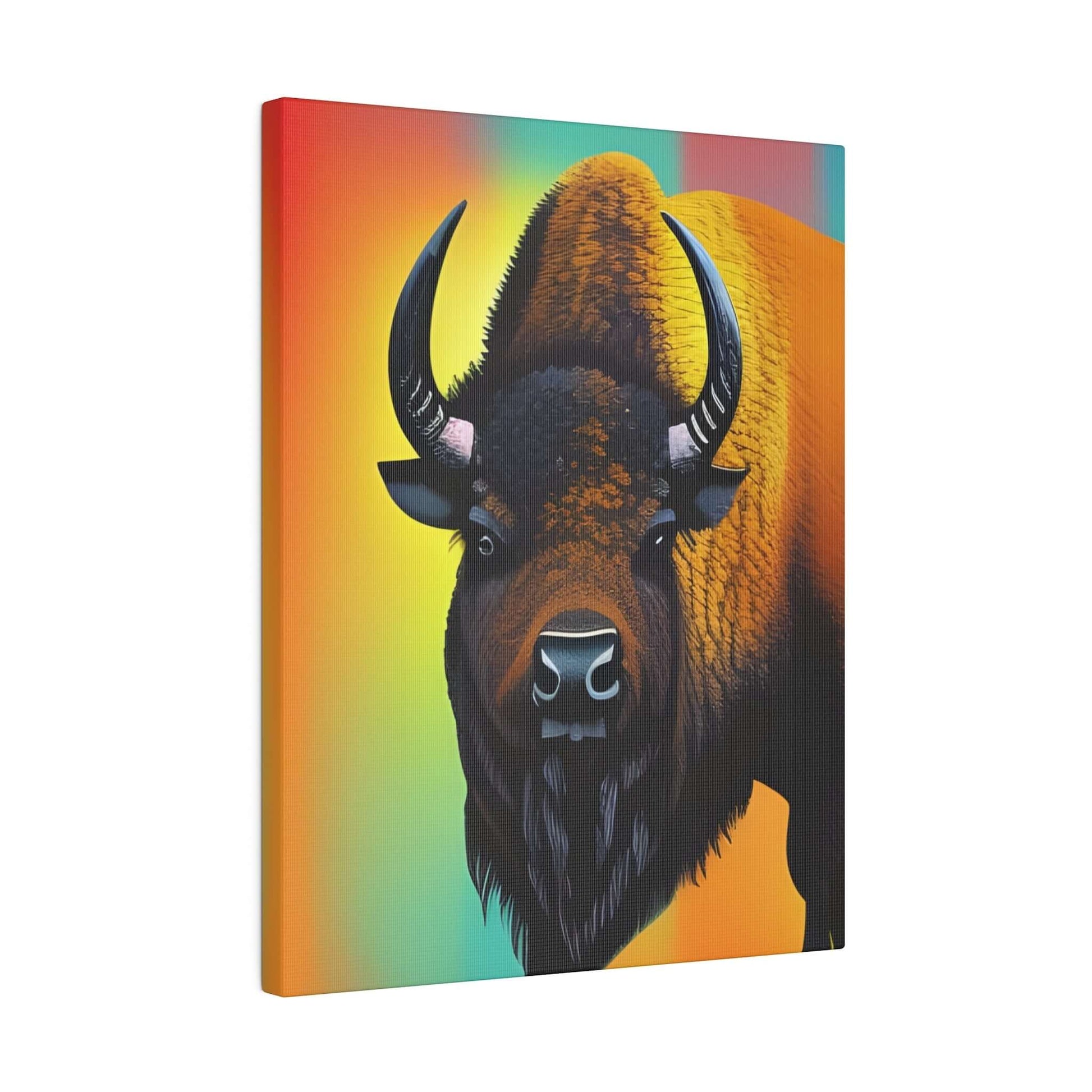 Colourful Buffalo Canvas Wall Art - Bold Premium Wall Decor Canvas JSCHAFFA.com