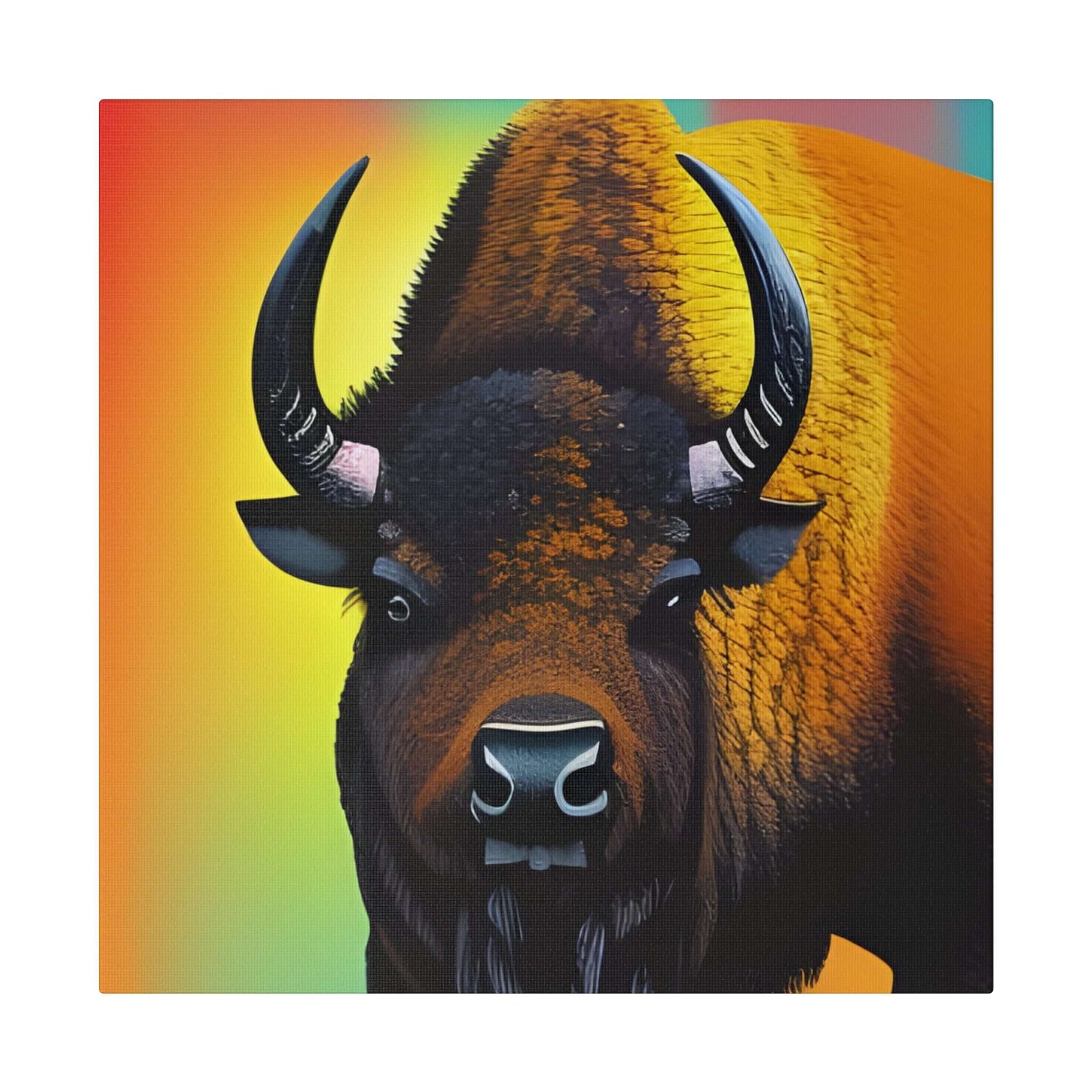 Colourful Buffalo Canvas Wall Art - Bold Premium Wall Decor Canvas JSCHAFFA.com