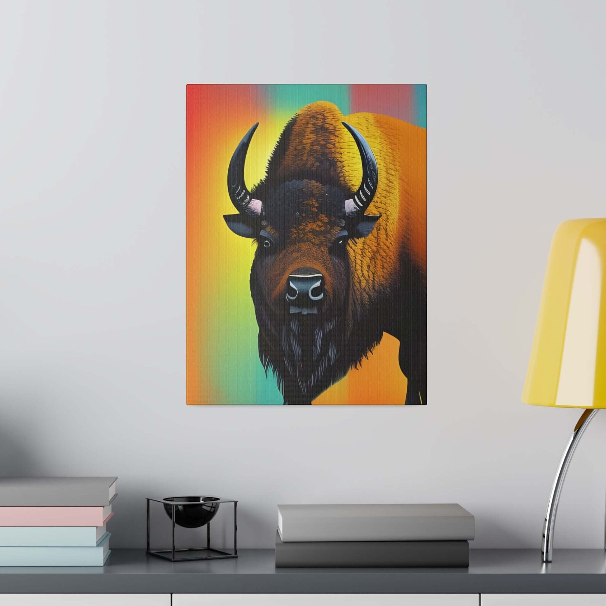 Colourful Buffalo Canvas Wall Art - Bold Premium Wall Decor Canvas JSCHAFFA.com