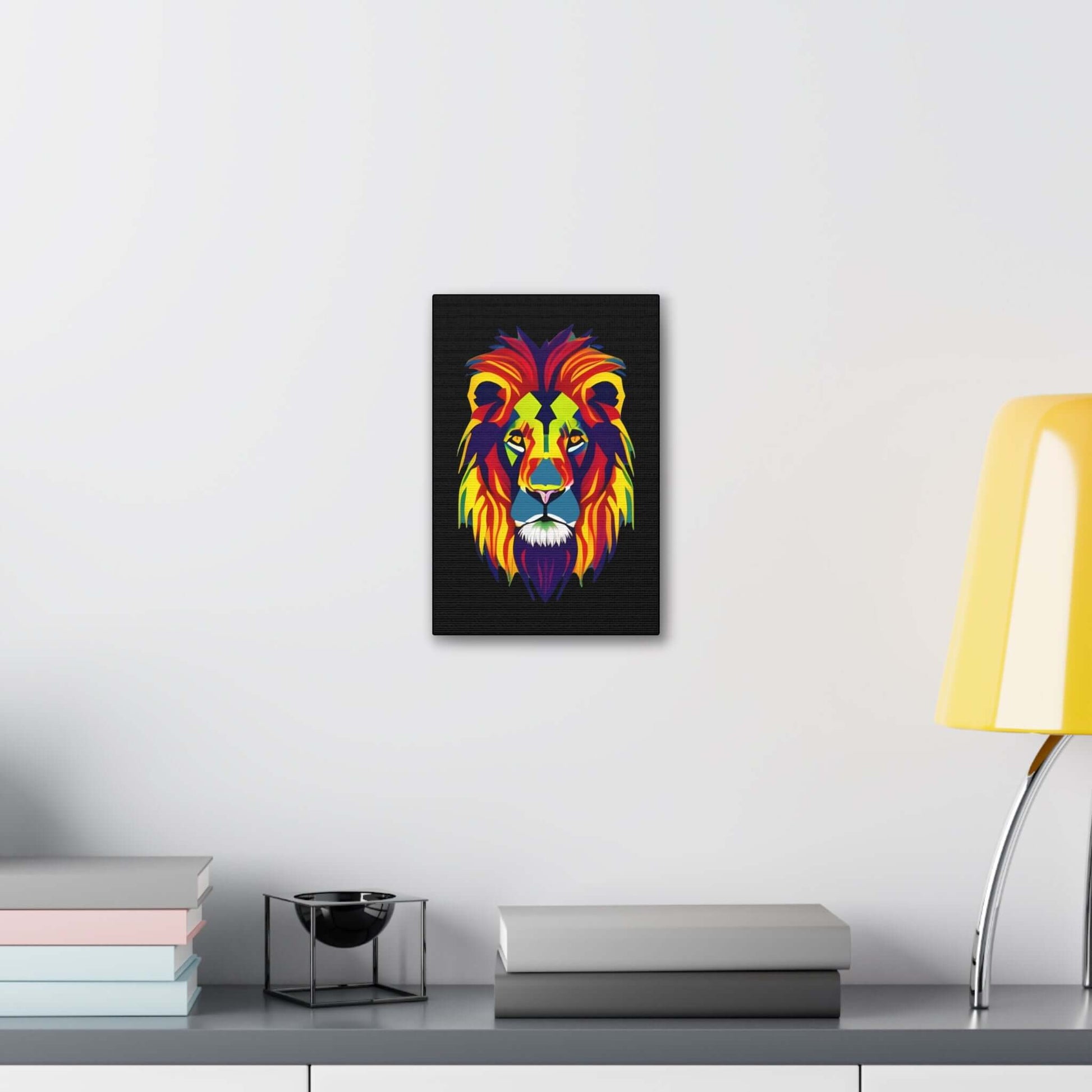 Colourful Lion face Polyester Canvas Canvas JSCHAFFA.com