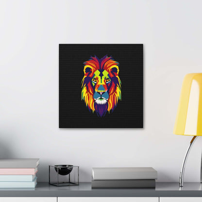 Colourful Lion face Polyester Canvas Canvas JSCHAFFA.com