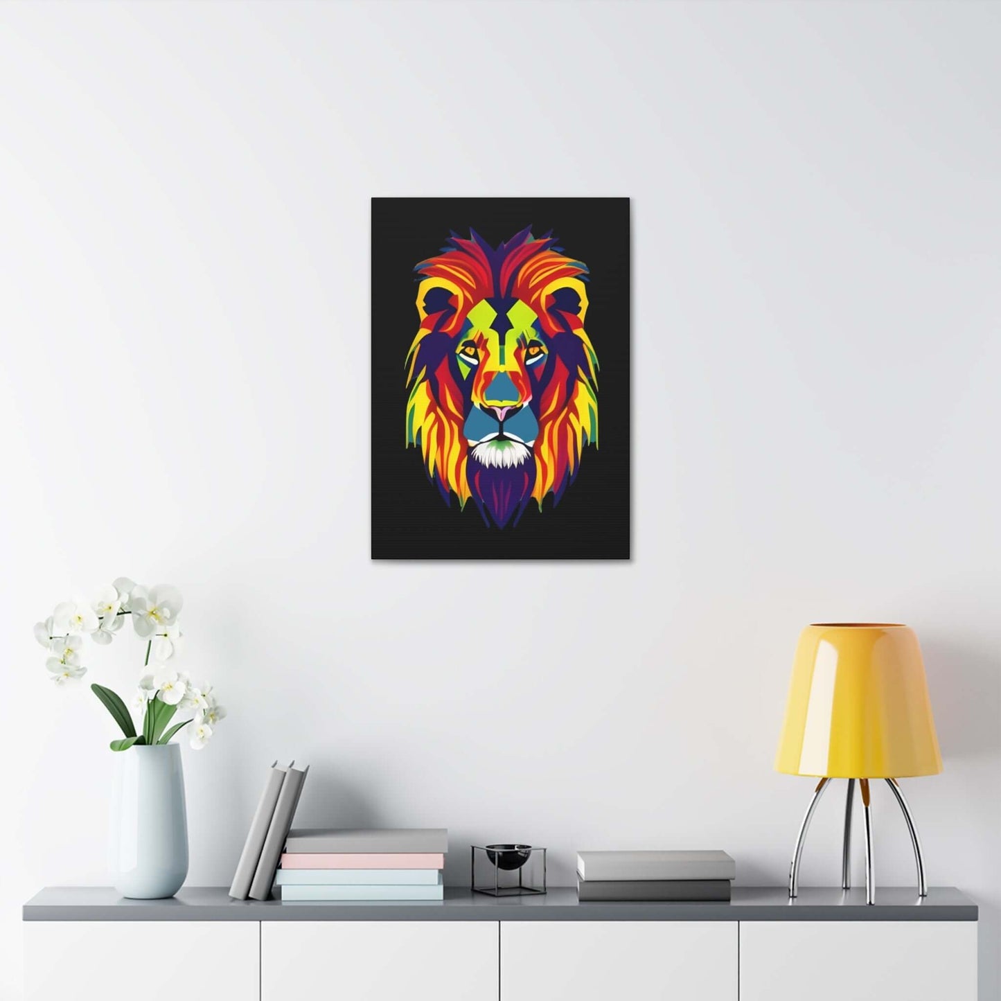 Colourful Lion face Polyester Canvas Canvas JSCHAFFA.com