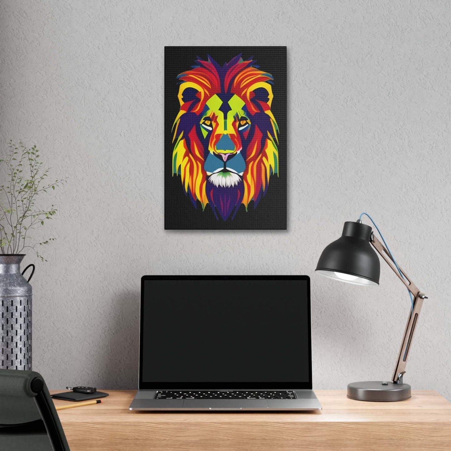 Colourful Lion face Polyester Canvas Canvas JSCHAFFA.com