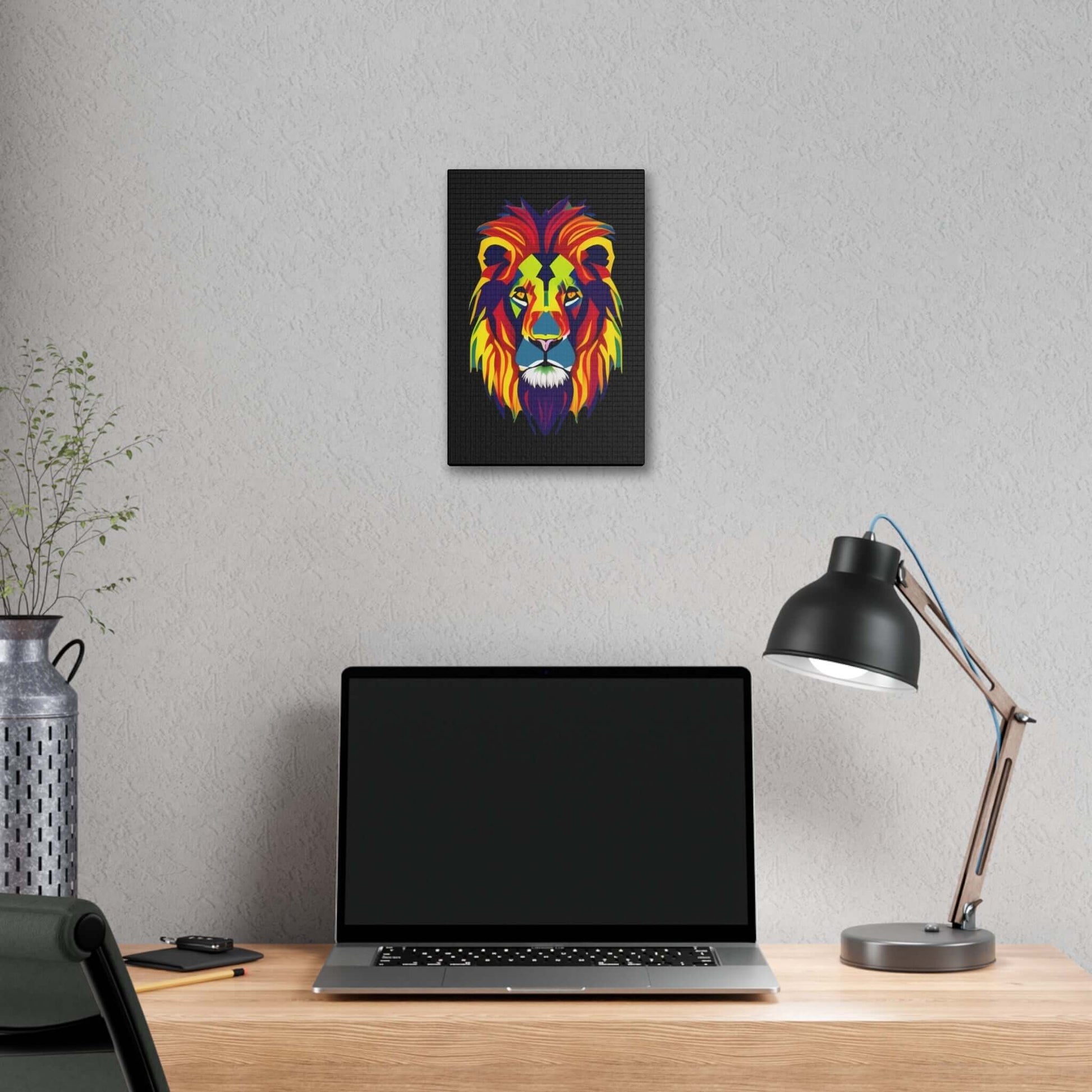 Colourful Lion face Polyester Canvas Canvas JSCHAFFA.com