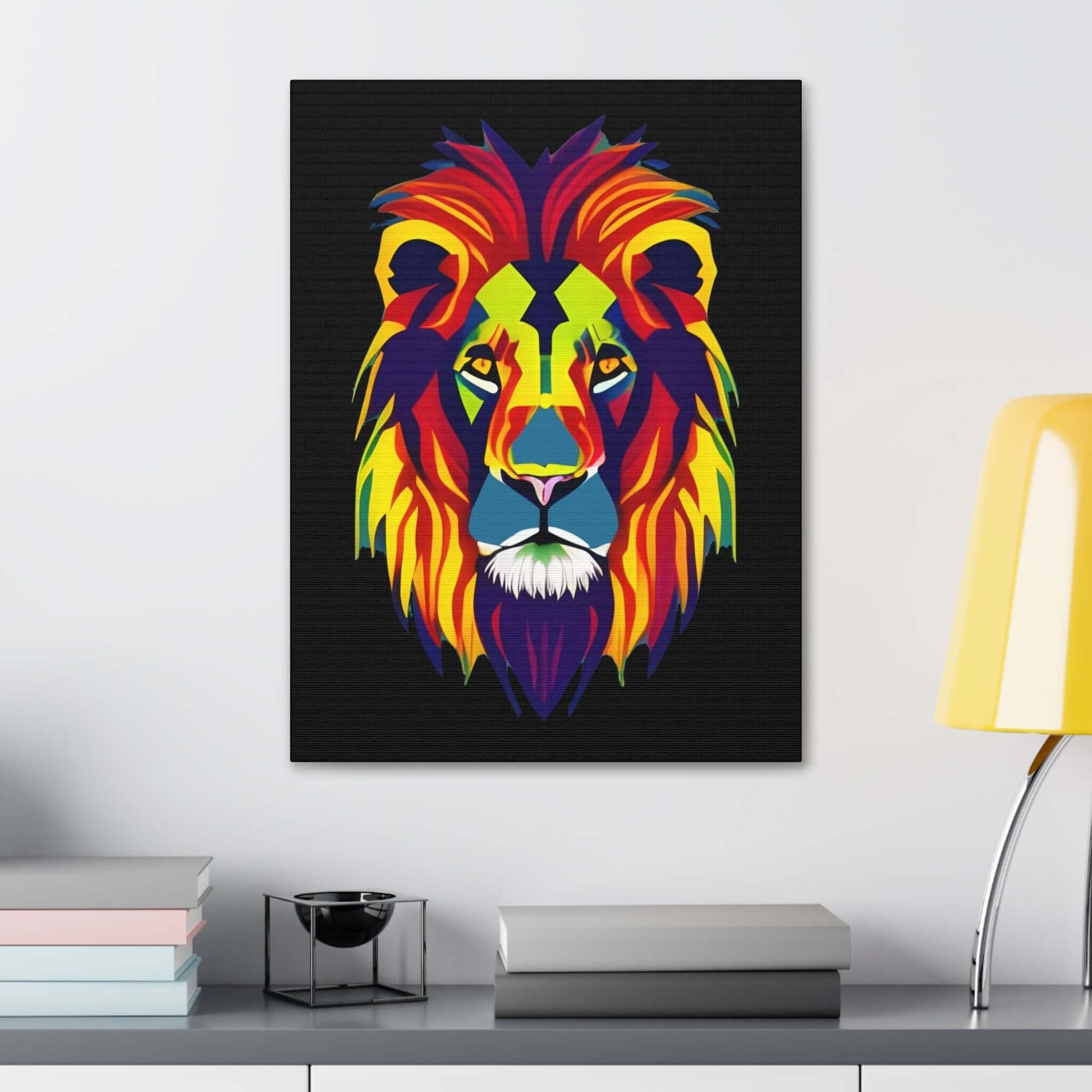 Colourful Lion face Polyester Canvas Canvas JSCHAFFA.com