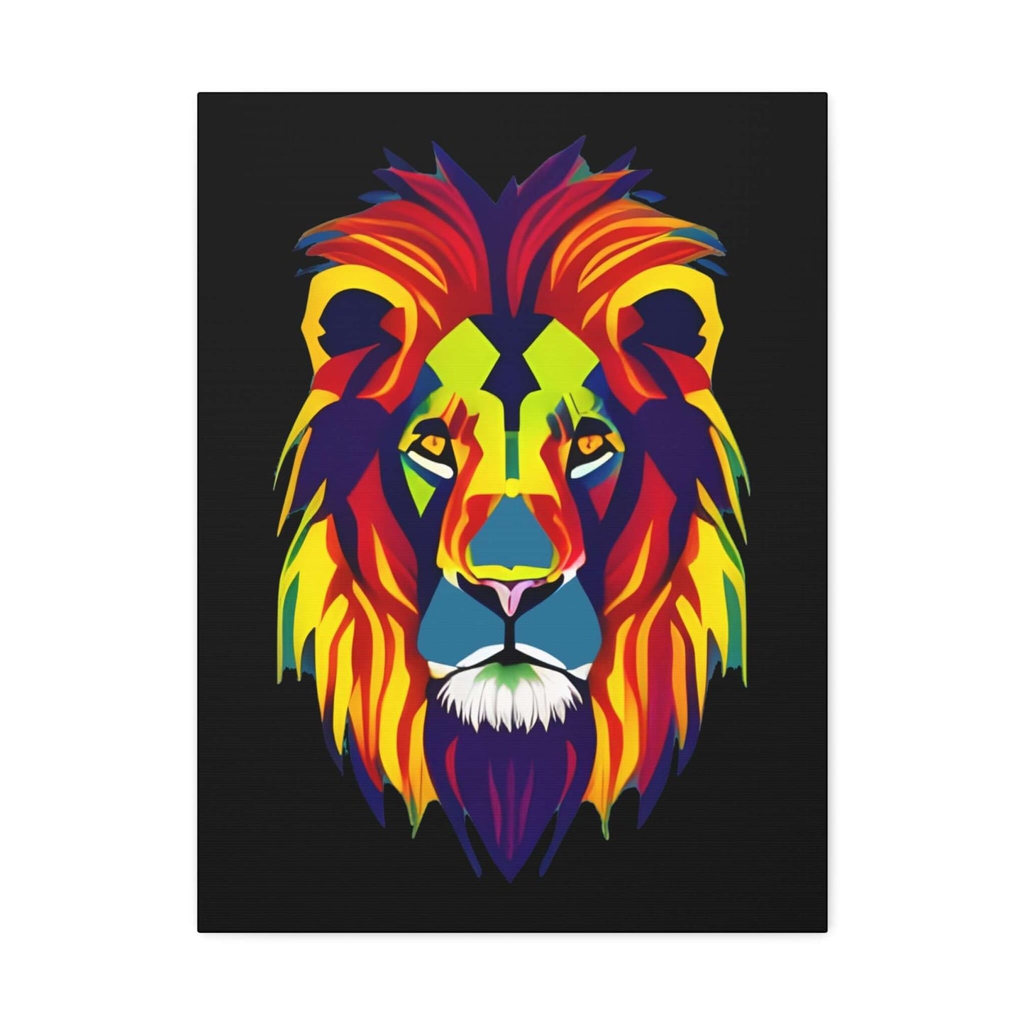 Colourful Lion face Polyester Canvas Canvas JSCHAFFA.com