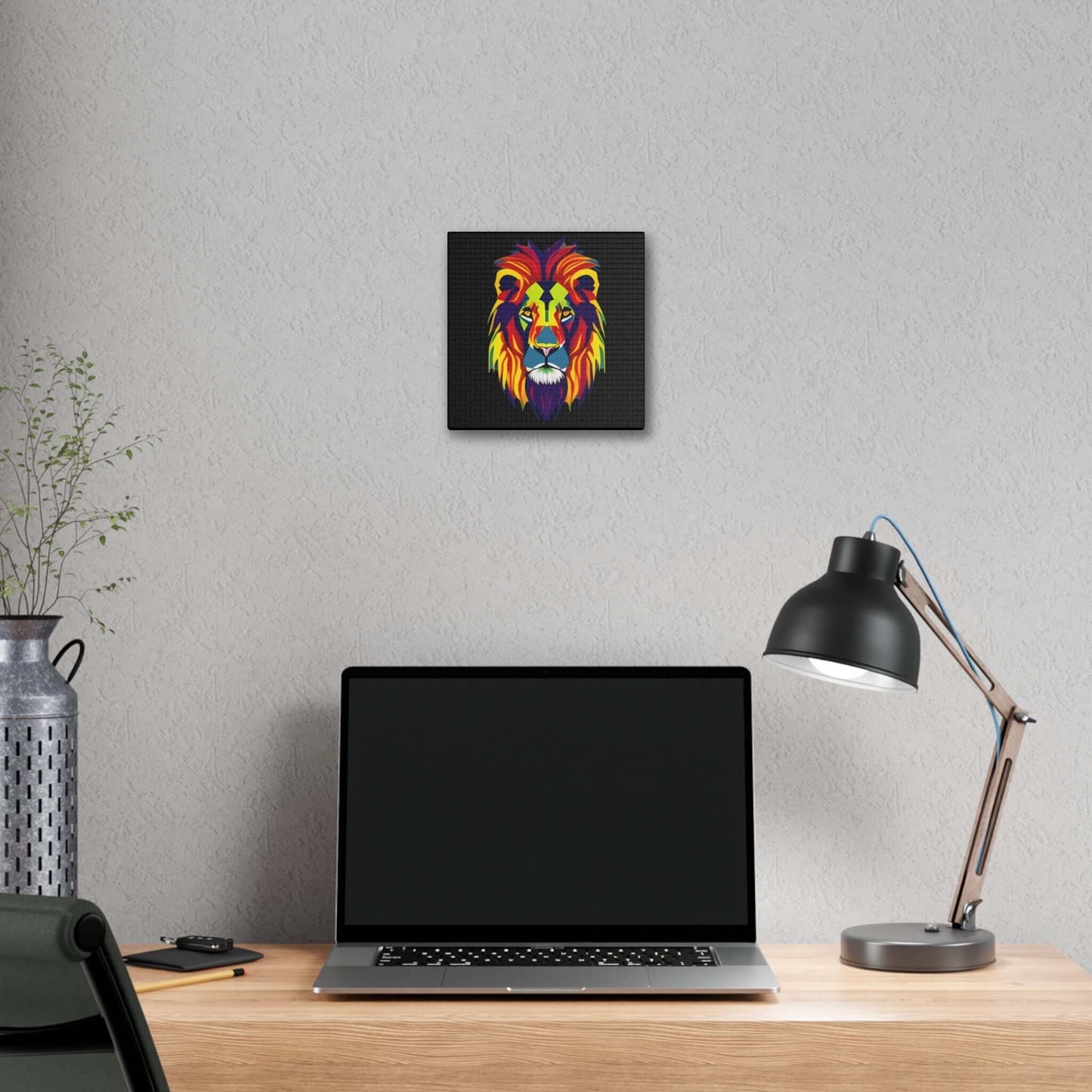 Colourful Lion face Polyester Canvas Canvas JSCHAFFA.com