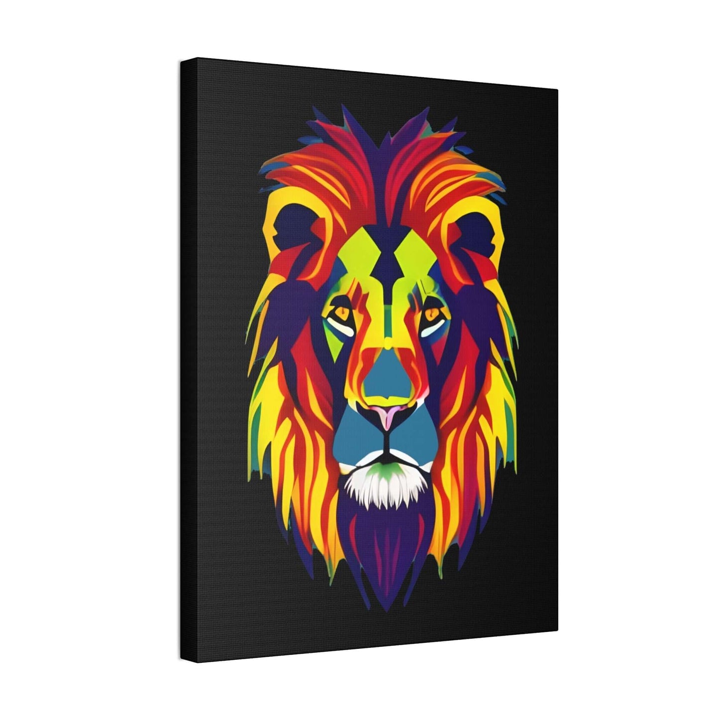 Colourful Lion face Polyester Canvas Canvas JSCHAFFA.com