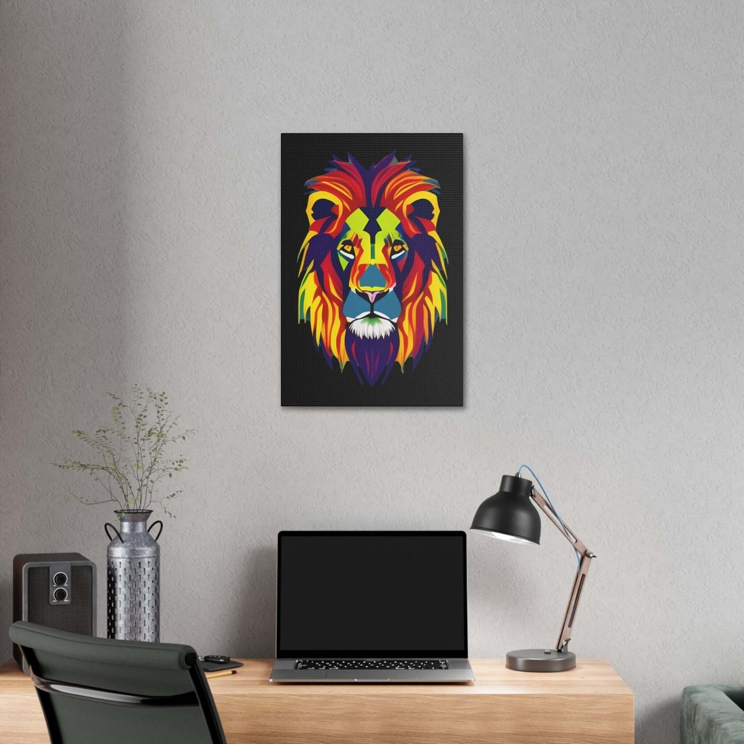 Colourful Lion face Polyester Canvas Canvas JSCHAFFA.com