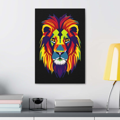 Colourful Lion face Polyester Canvas Canvas JSCHAFFA.com