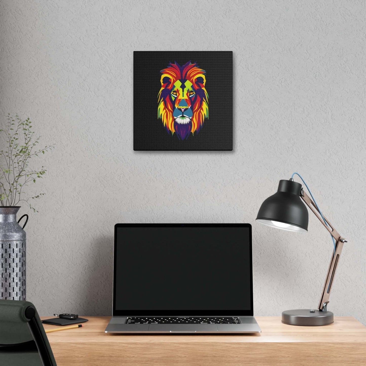 Colourful Lion face Polyester Canvas Canvas JSCHAFFA.com