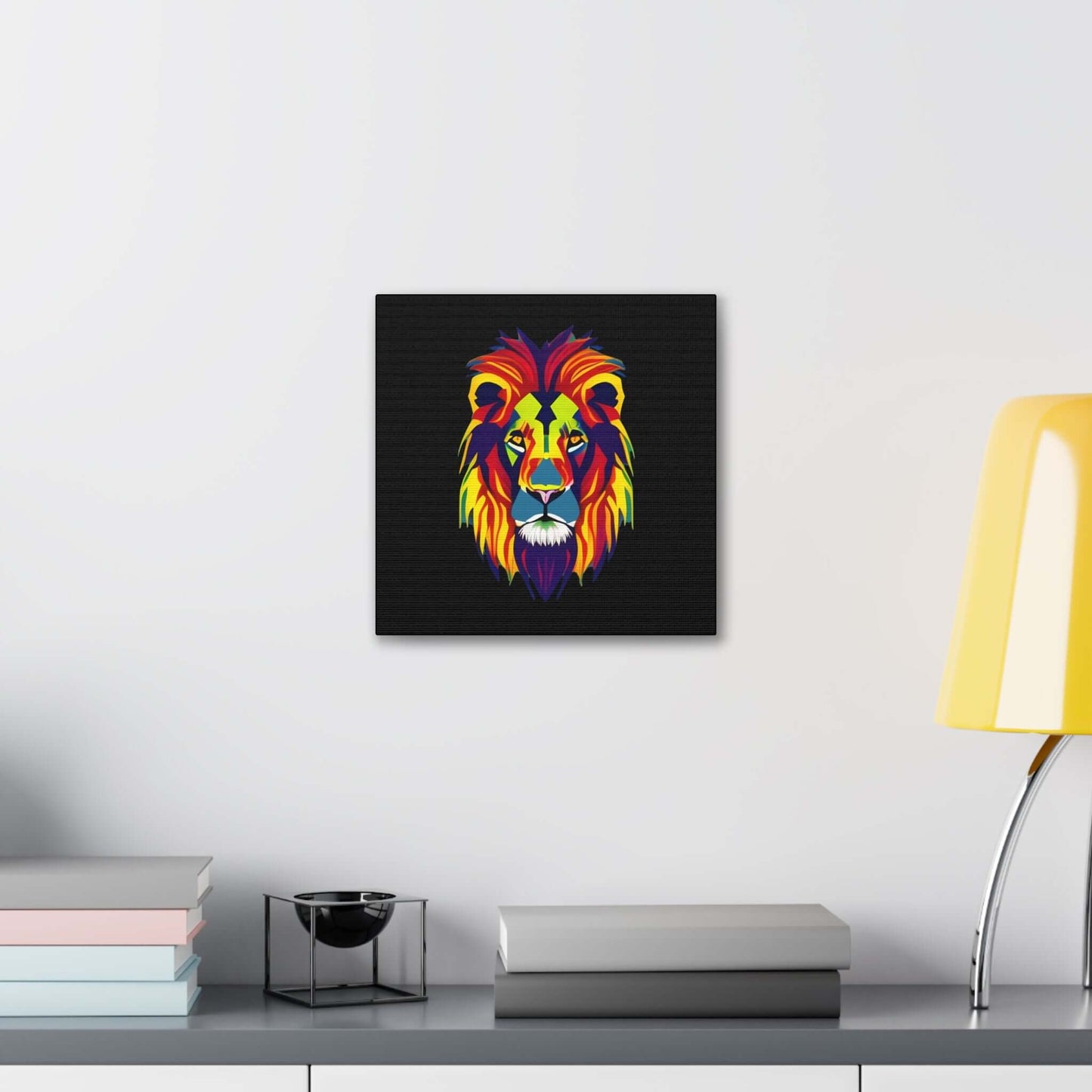 Colourful Lion face Polyester Canvas Canvas JSCHAFFA.com