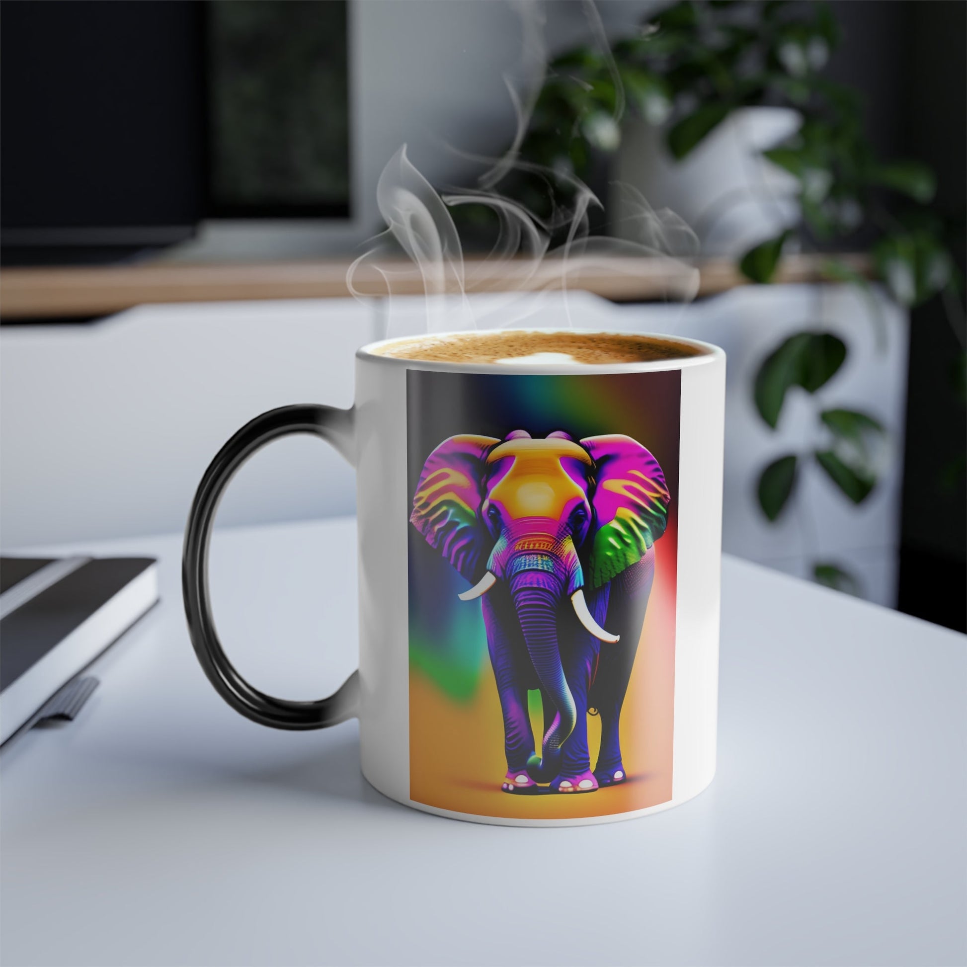 Elephant Colour Morphing (Black to photo) Mug, 11oz Mug JSCHAFFA.com