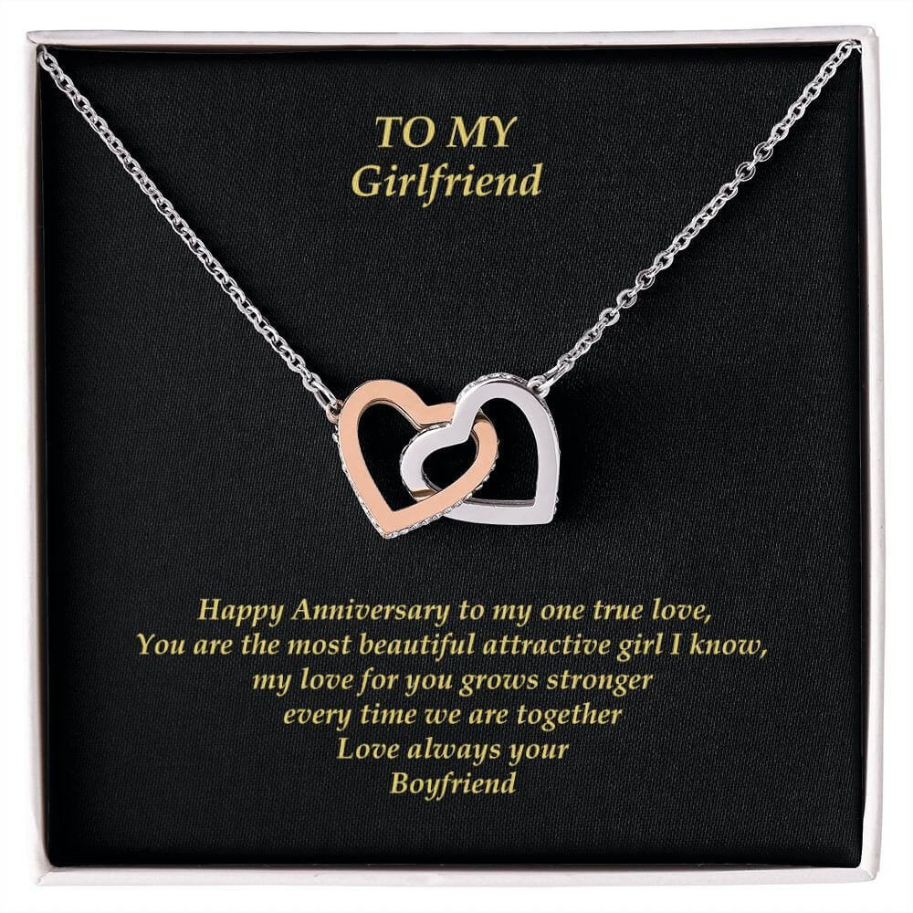 Girlfriend Gold Heart Necklace with Message Card Jewellery JSCHAFFA.com