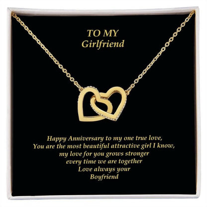 Girlfriend Gold Heart Necklace with Message Card Jewellery JSCHAFFA.com