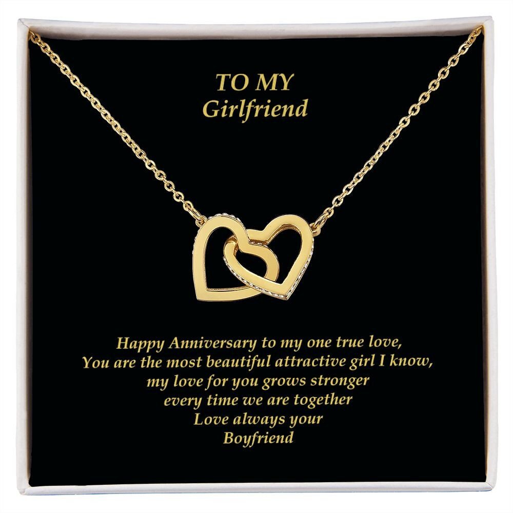 Girlfriend Intertwined Hearts Necklace in Box Jewelry JSCHAFFA.com