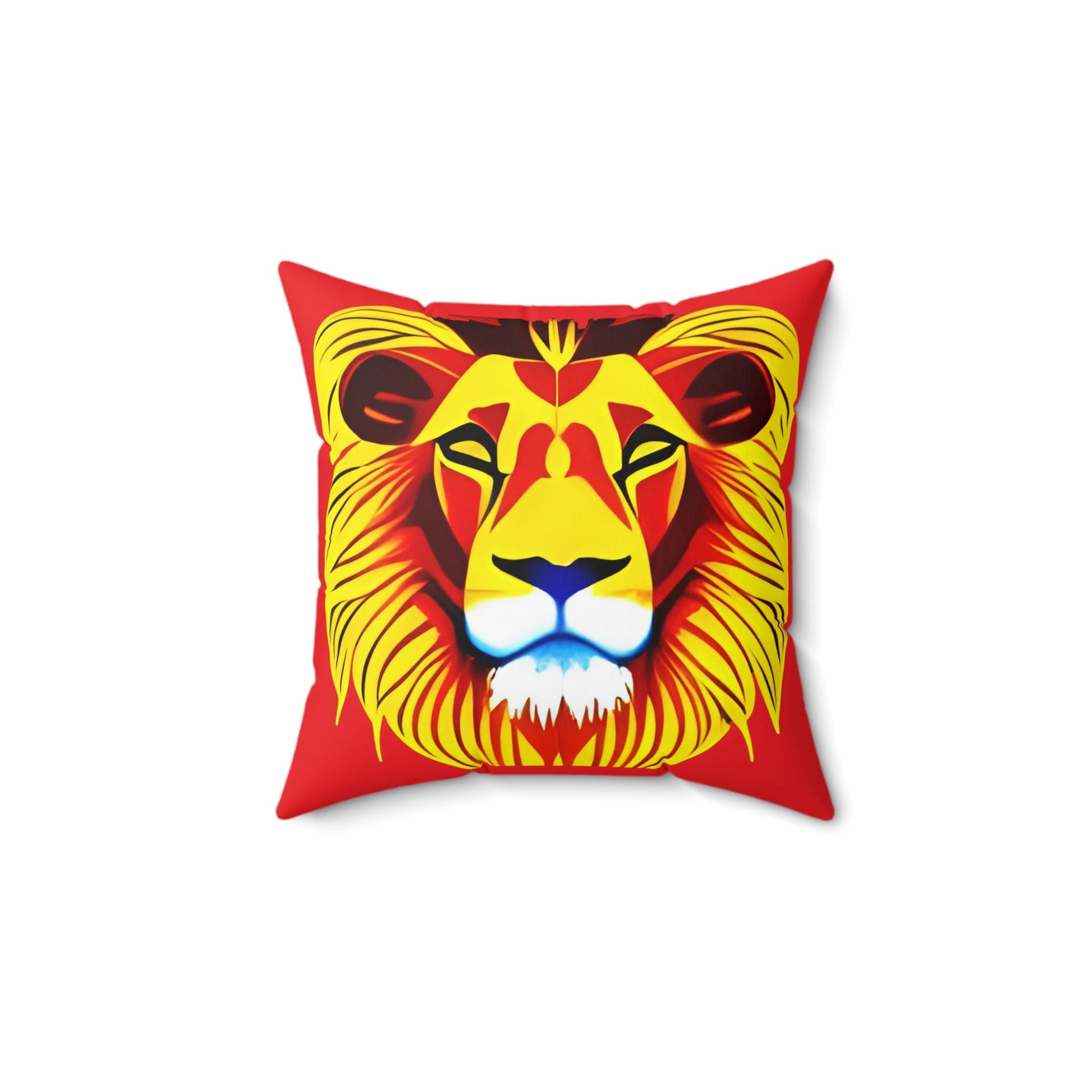 Lion Head Red Square Throw Pillow Home Decor JSCHAFFA.com