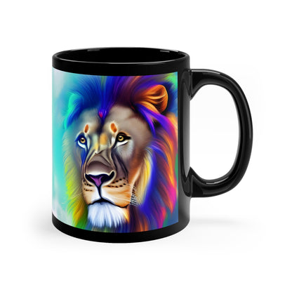 Lion Rainbow Black Mug Mug JSCHAFFA.com