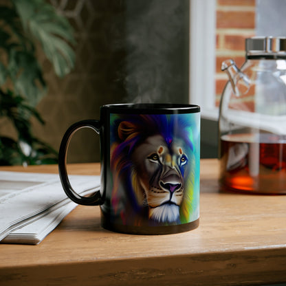 Lion Rainbow Black Mug Mug JSCHAFFA.com