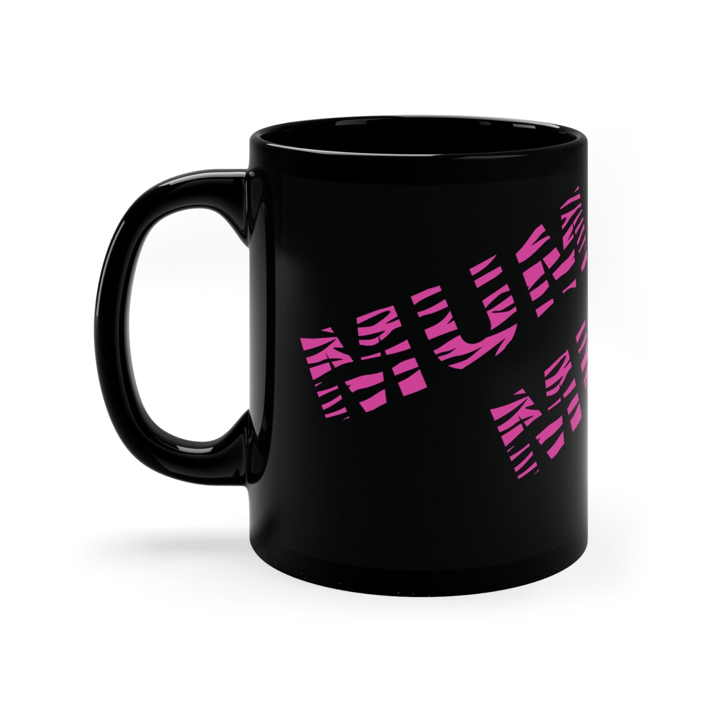 Mum Pink Tiger Print Black Coffee Mug. Mug JSCHAFFA.com