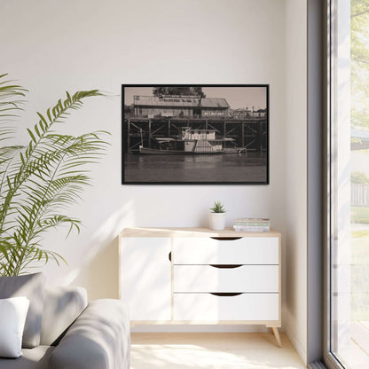 Paddle Steamer Boat Matte Canvas, Black Frame Australian Wall Art Framed Canvas Wall Art JSCHAFFA.com