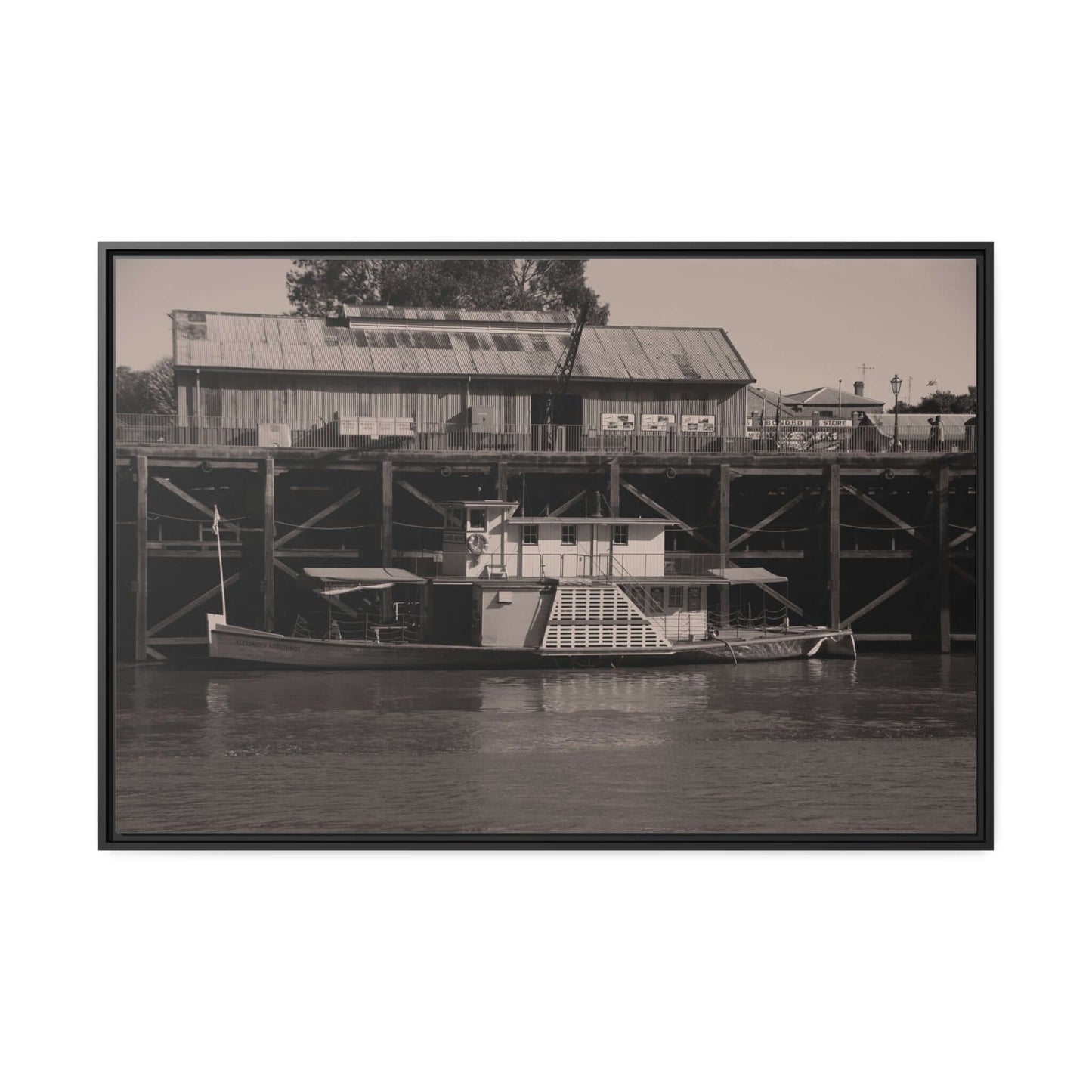 Paddle Steamer Boat Matte Canvas, Black Frame Australian Wall Art Framed Canvas Wall Art JSCHAFFA.com