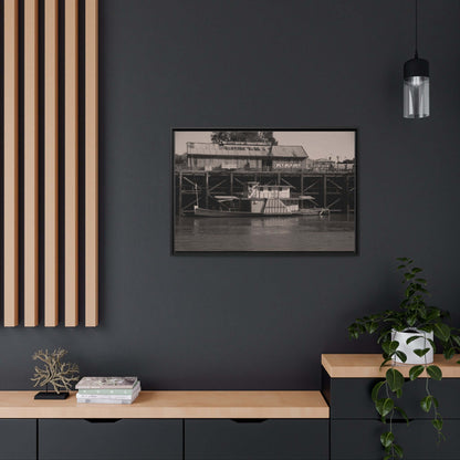 Paddle Steamer Boat Matte Canvas, Black Frame Australian Wall Art Framed Canvas Wall Art JSCHAFFA.com