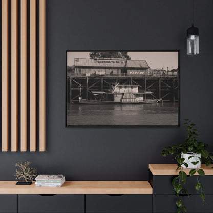 Paddle Steamer Boat Matte Canvas, Black Frame Australian Wall Art Framed Canvas Wall Art JSCHAFFA.com