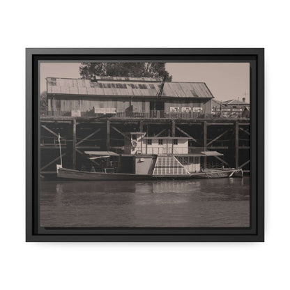 Paddle Steamer Boat Matte Canvas, Black Frame Australian Wall Art Framed Canvas Wall Art JSCHAFFA.com