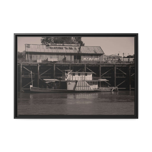 Paddle Steamer Boat Matte Canvas, Black Frame Australian Wall Art Framed Canvas Wall Art JSCHAFFA.com