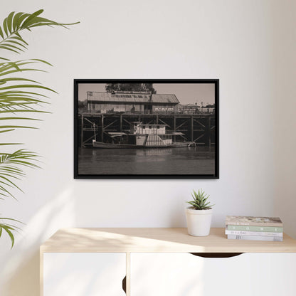 Paddle Steamer Boat Matte Canvas, Black Frame Australian Wall Art Framed Canvas Wall Art JSCHAFFA.com