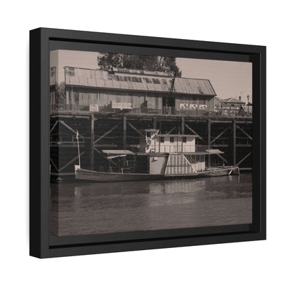 Paddle Steamer Boat Matte Canvas, Black Frame Australian Wall Art Framed Canvas Wall Art JSCHAFFA.com