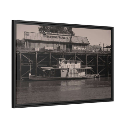 Paddle Steamer Boat Matte Canvas, Black Frame Australian Wall Art Framed Canvas Wall Art JSCHAFFA.com